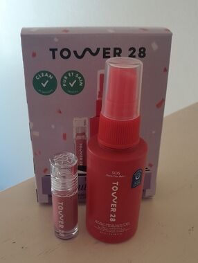 NEW Tower 28 Daily Rescue Facial Spray ShineOn Lip Gloss Jelly Pistachio Clean